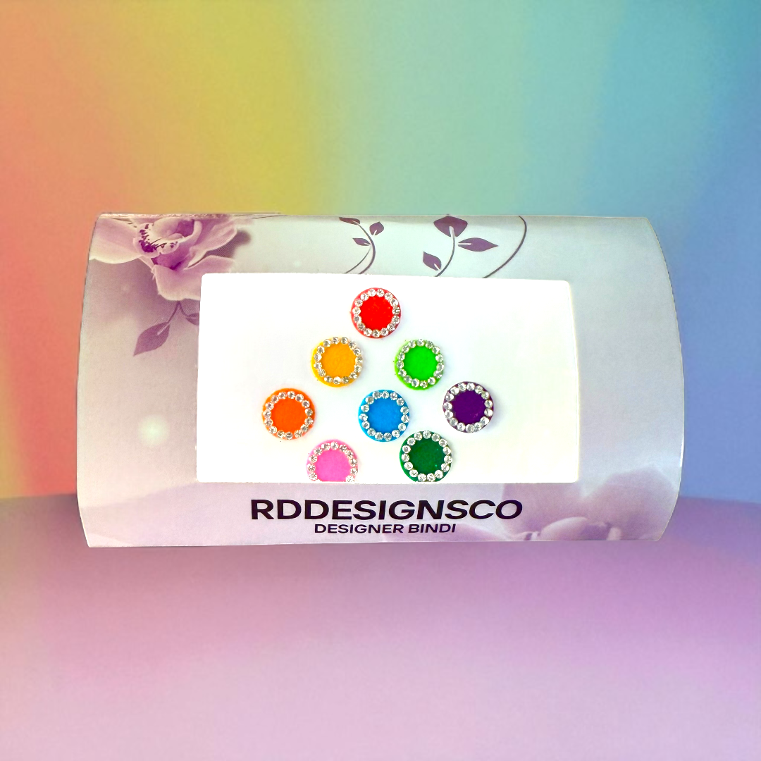 Medium Colourful Silver Bindi