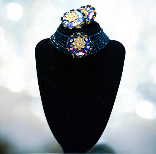 Blue Meenakari Choker Set