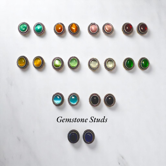 Oval Gemstone Studs