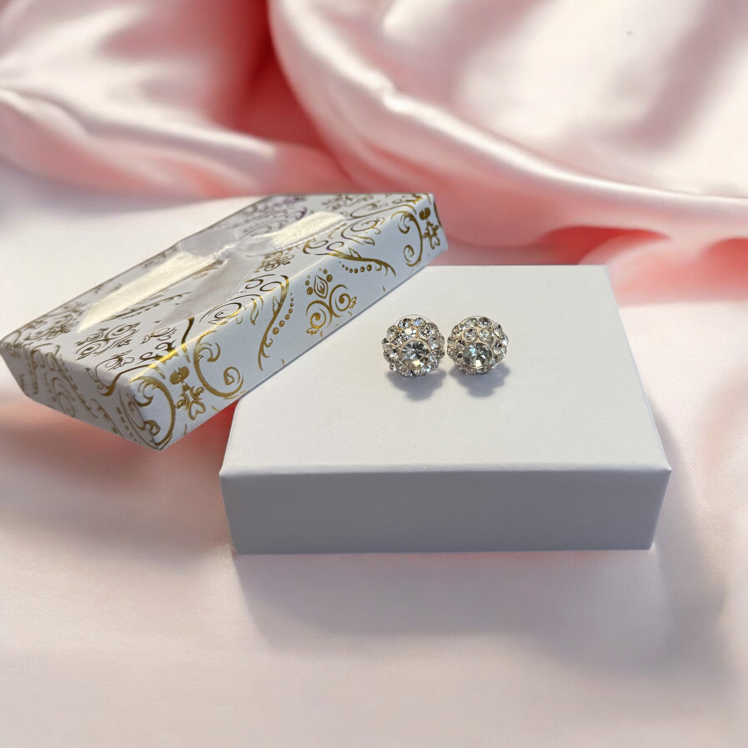 White Diamond Stud Earrings