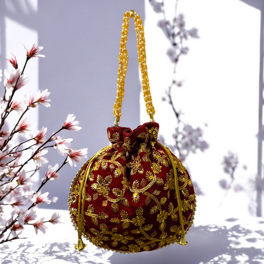 Maroon Potli Bag