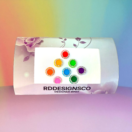 Medium Colourful Silver Bindi